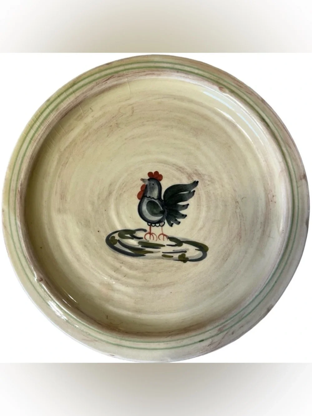Vintage Italian Rooster Plate Ceramiche Virginia Hand Painted Rustic Farmhouse